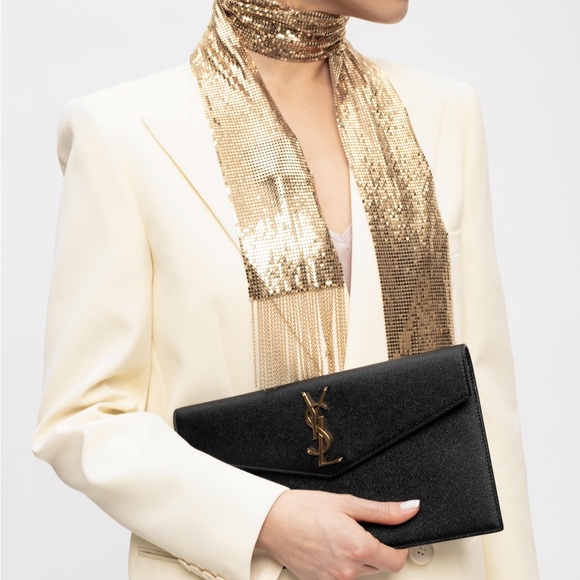 NEW!!! YSL Saint Laurent Uptown YSL Monogram Grain in Grained Pourde Nero Black - Picture 11 of 16